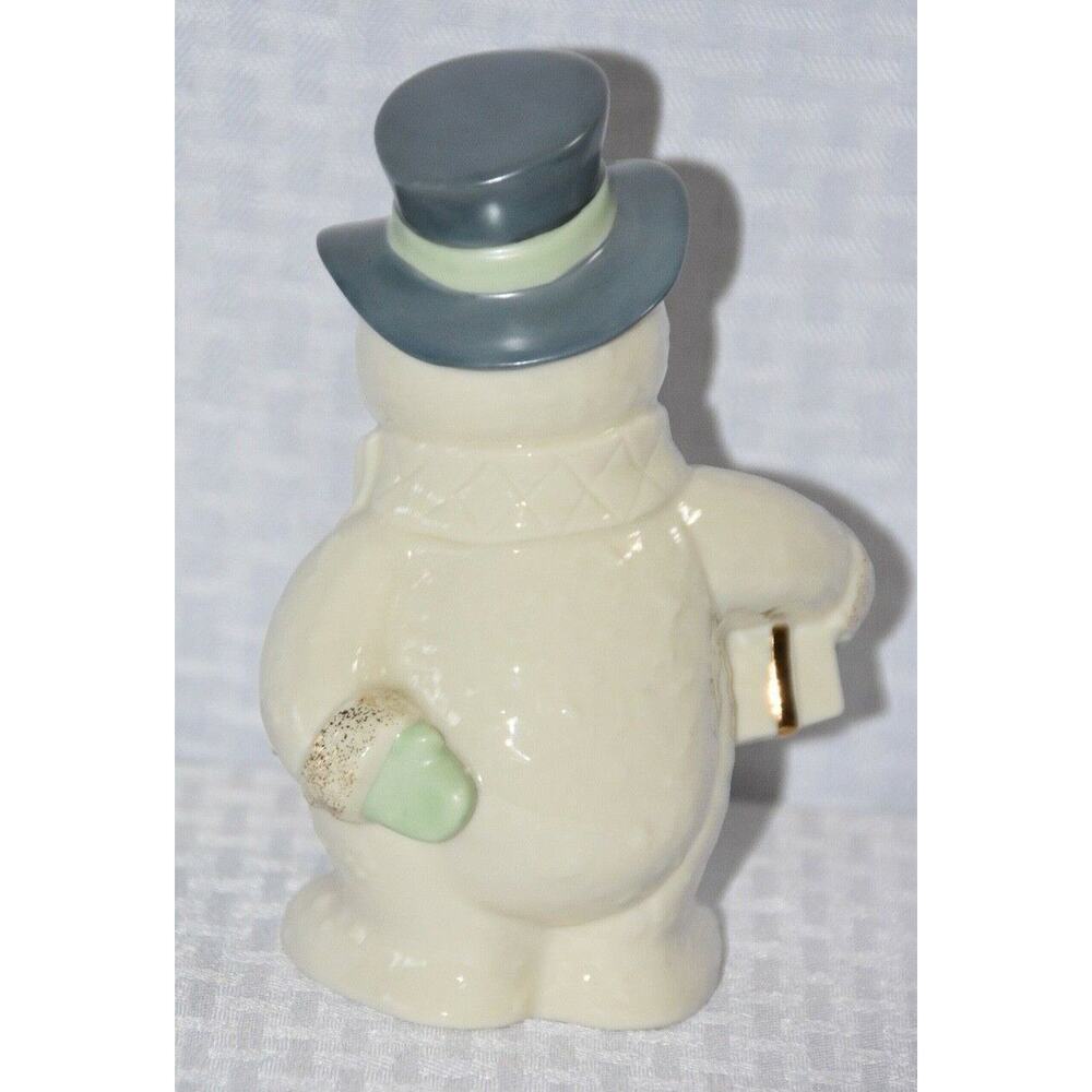 Lenox Christmas Frosty The Snowman Porcelain Figurine Blue Top Hat & Present 6" - Picture 6 of 9